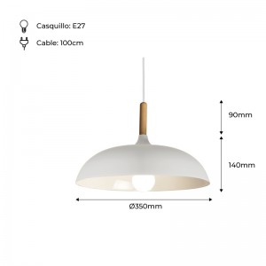 Round Wooden Pendant Lamp "MELA" Modern E27