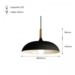 Round Wooden Pendant Lamp "MELA" Modern E27