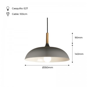 Round Wooden Pendant Lamp "MELA" Modern E27