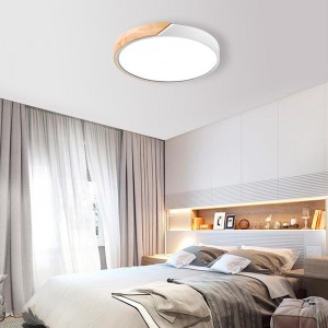 White and Wood LED Ceiling Light CCT ø508x50mm