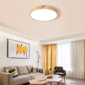 White and Wood LED Ceiling Light CCT ø508x50mm