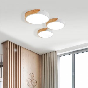 White and Wood LED Ceiling Light CCT ø508x50mm