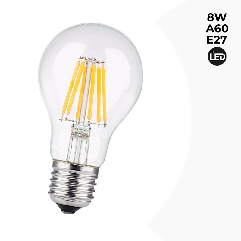 LED filament bulb A60 E27 8W transparent