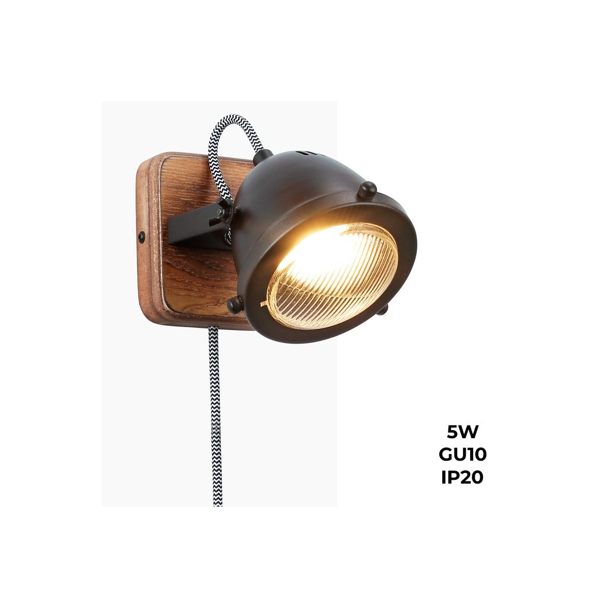 Wall light with socket and switch "MOTT" Bulb included