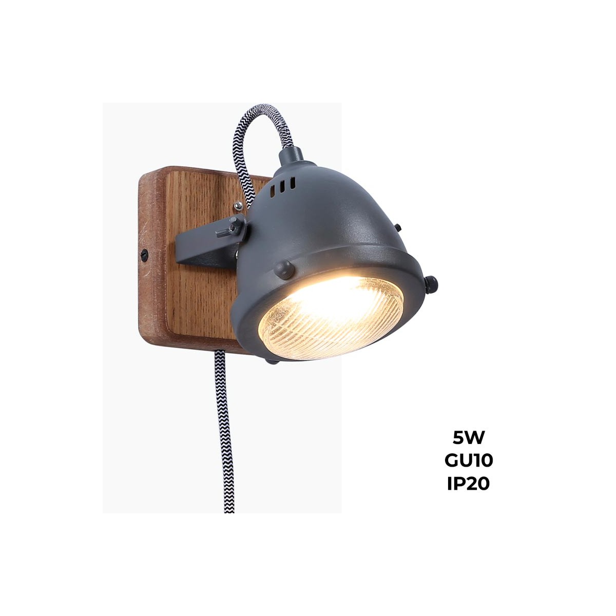 Wall light with socket and switch "MOTT" Bulb included