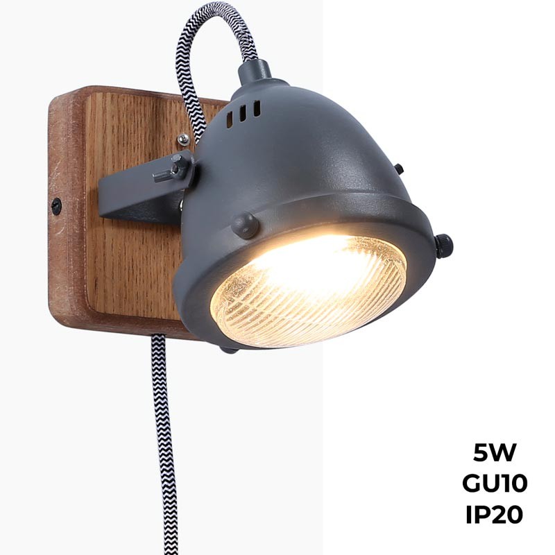 Wall light with socket and switch "MOTT" Bulb included