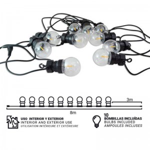 LED light garland 10 integrated bulbs - 8 meters