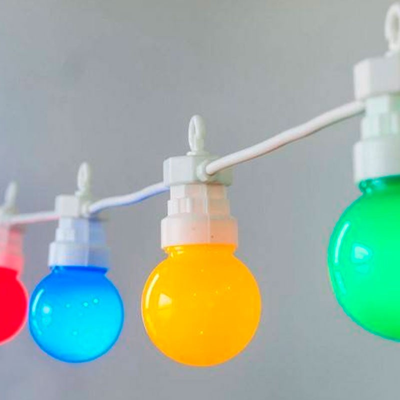 Multicolor LED garland white wire 10 LED bulbs - 8 meters