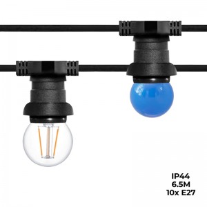 IP44 6,5m series connectable Outdoor Garland with 10 E27 sockets