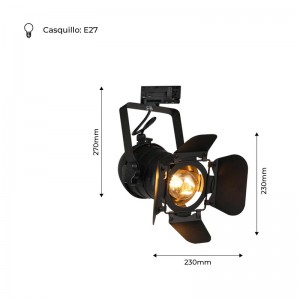 CINEMA" E27 three-phase swivel track spotlight