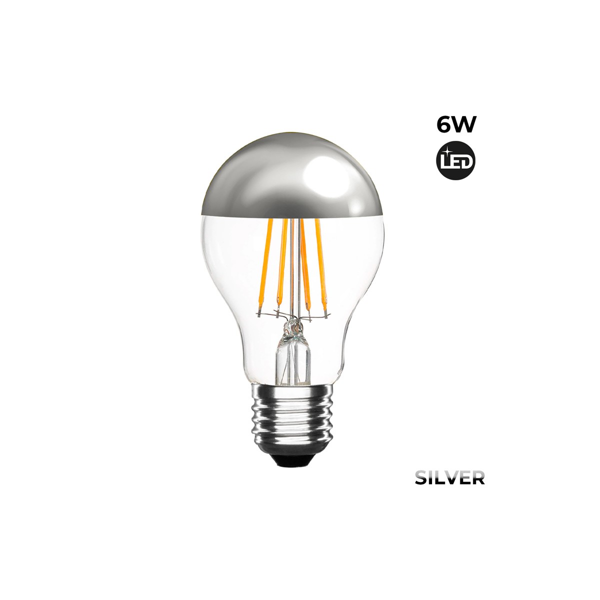 Silver Mirror Effect Led Bulb E27 6W