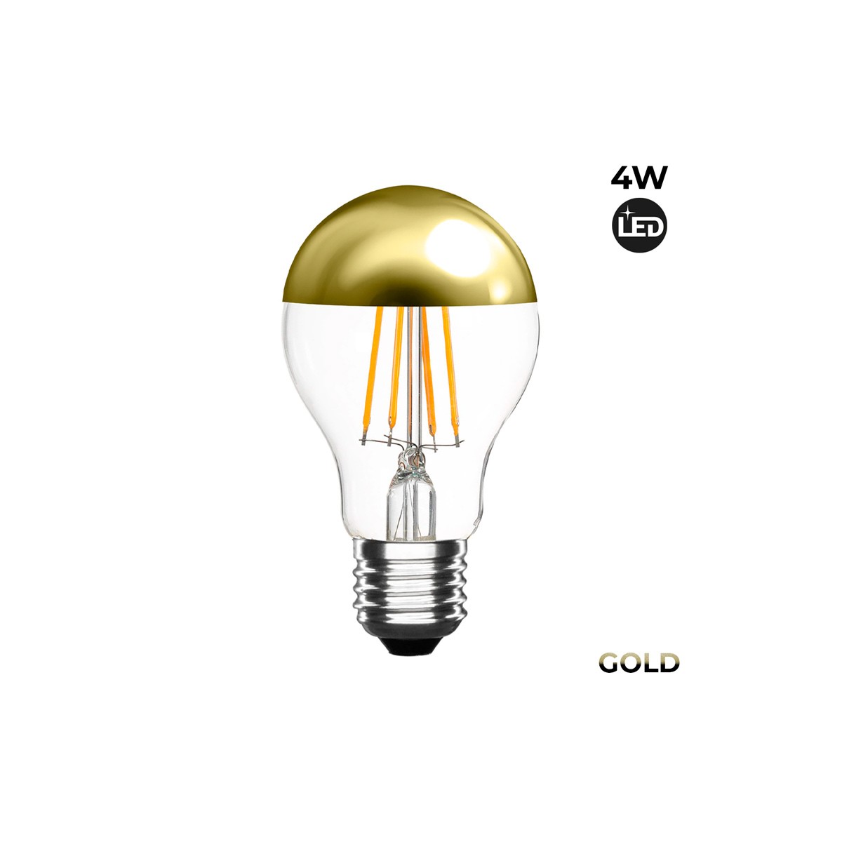 Mirror Effect Led Bulb Gold E27 4W