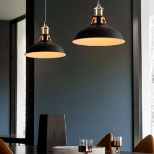 Industrial retro pendant lamp "MANACOR" with metal dome