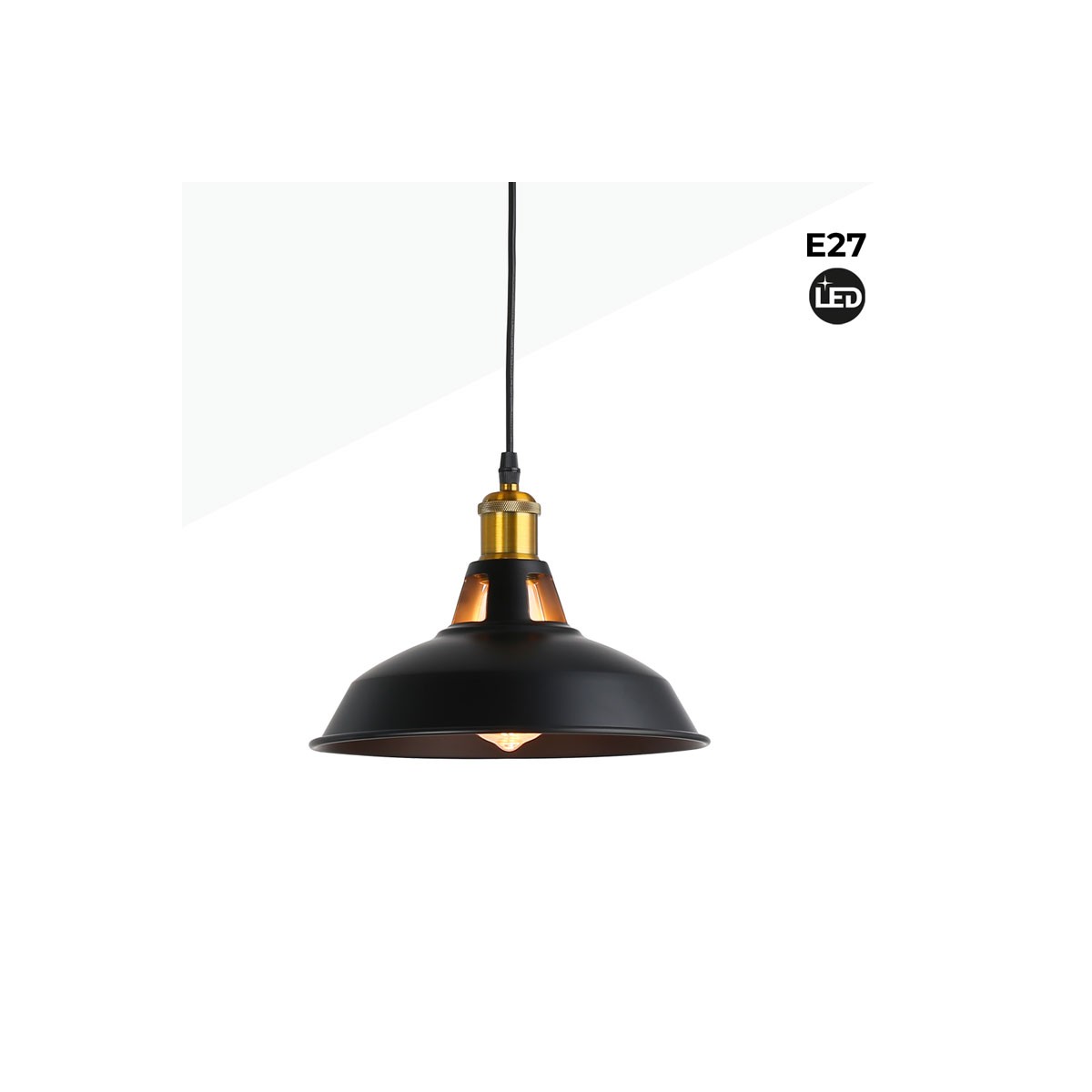 Industrial retro pendant lamp "MANACOR" with metal dome