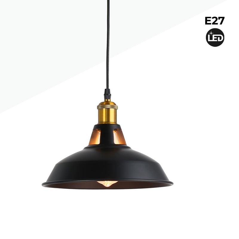 Industrial retro pendant lamp "MANACOR" with metal dome