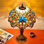 Tiffany-inspired lamp with floral mosaic in crystal