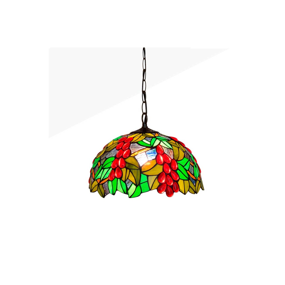 Tiffany inspired pendant lamp with floral mosaic in glass