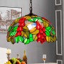 Tiffany-inspired pendant lamp with floral mosaic in glass