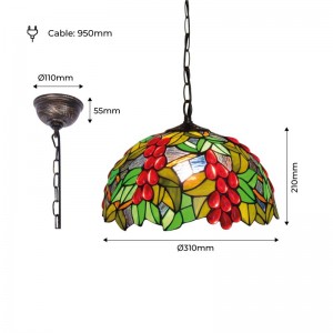 Tiffany inspired ceiling lamp with floral mosaic in glass
