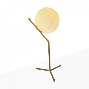 Table lamp "NOLA" - Flos IC inspiration - E27- Golden chrome- Opaline glass ball