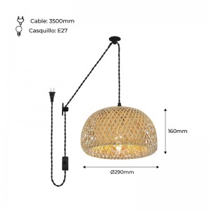 Wicker pendant lamp with cable "YONNA".