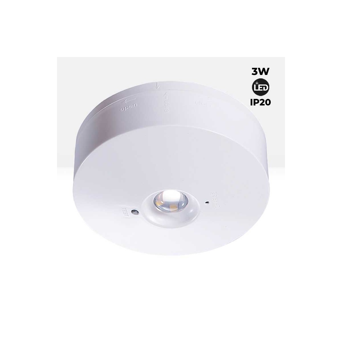 LED emergency light for surface or recessed mounting 120lm 3W 3 hours IP20