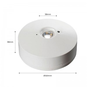 Surface or recessed LED emergency light 120lm 3W 3 hours IP20