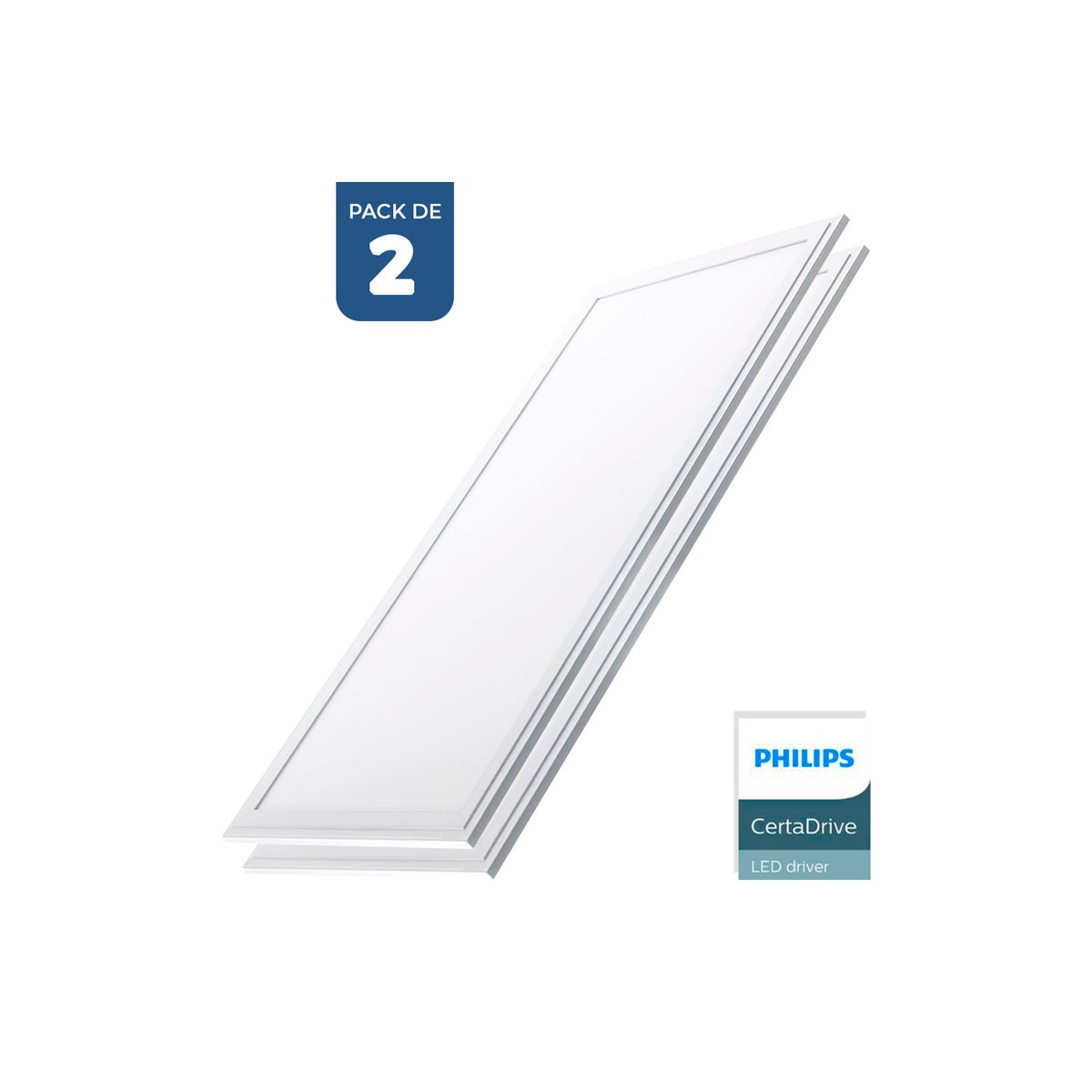 Pack 2 units LED panel slim 120x30cm 44W 3980lm UGR19