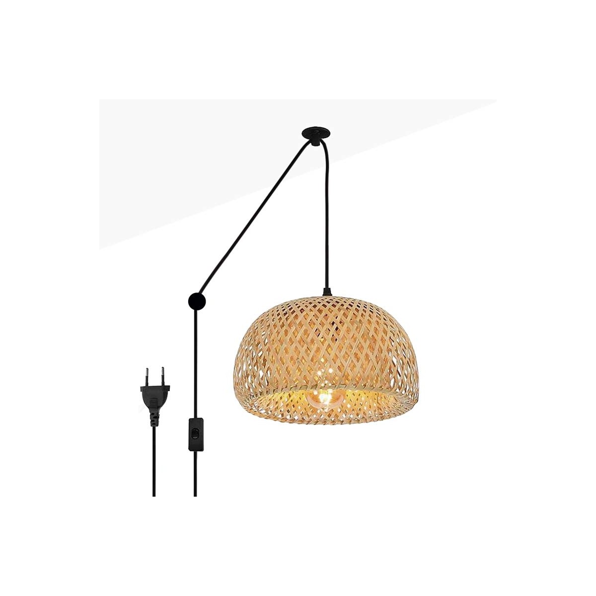 Plug-in wicker pendant lamp "Yonna"