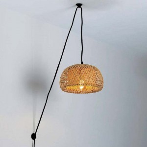 Wicker pendant lamp with cable "YONNA".