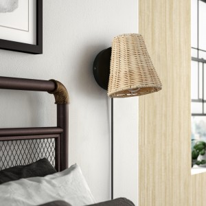 Wicker wall light with "Blind" plug. E27