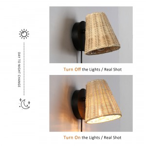 Wicker wall light with "Blind" plug. E27