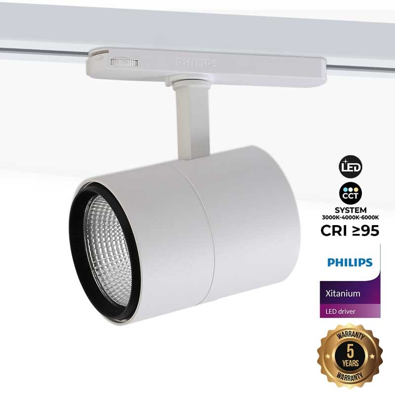 Three-phase LED track spotlight CCT 42W - CRI 95 - Integrated Philips Xitanium Driver