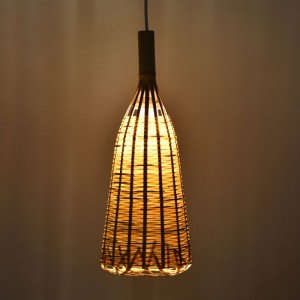 wicker lamp lit