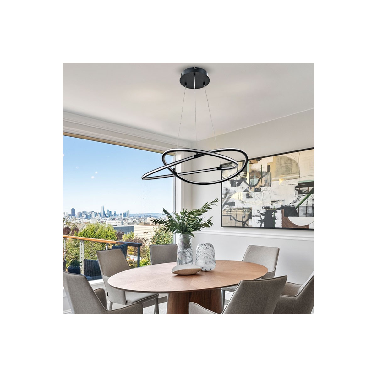 pendant lamp, black color with warm white shade