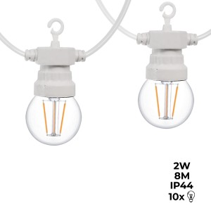 LED garland white cable 10 LED bulbs 3000ºK - 8 meters