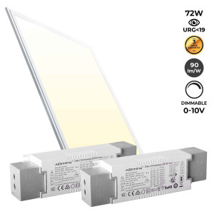 Dimmable LED Panel 0-10 recessed 120x60cm 72W 6500LM UGR19