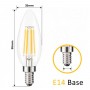 LED candle bulb E14 C35 filament E14 5W transparent