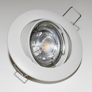 Tilting circular recessed downlight ring for GU10 / GU5.3 bulb