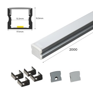 Aluminum profile for surface LED strip 17x15mm