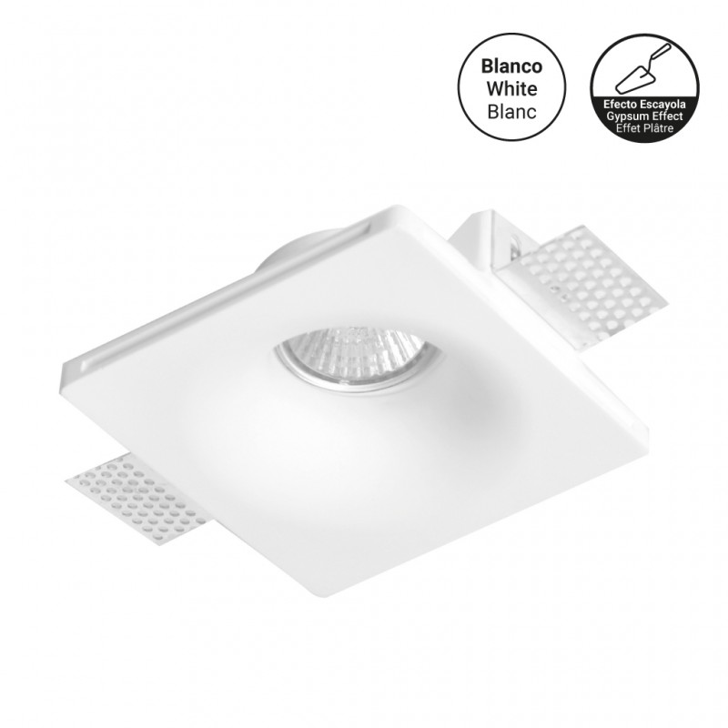 Square plaster recessed downlight ring GU10 trimless