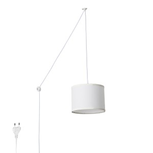 Pendant lamp with pulley and fabric shade "KIM".