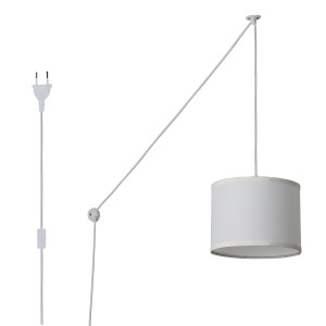 Pendant lamp with cable and fabric shade "KIM".