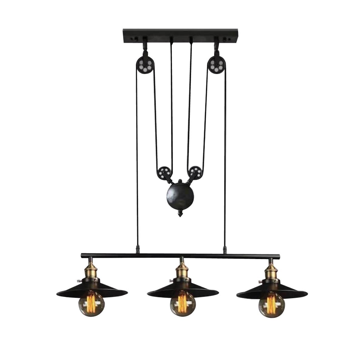 industrial pendant lamp with pulleys