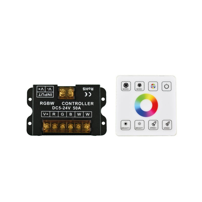 RGBW controller for LED strips with RF touch panel - 5-24V/DC