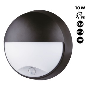 Round Wall Light for outdoor use with PIR Sensor / Half Moon - 10W - IP54 - 110º.