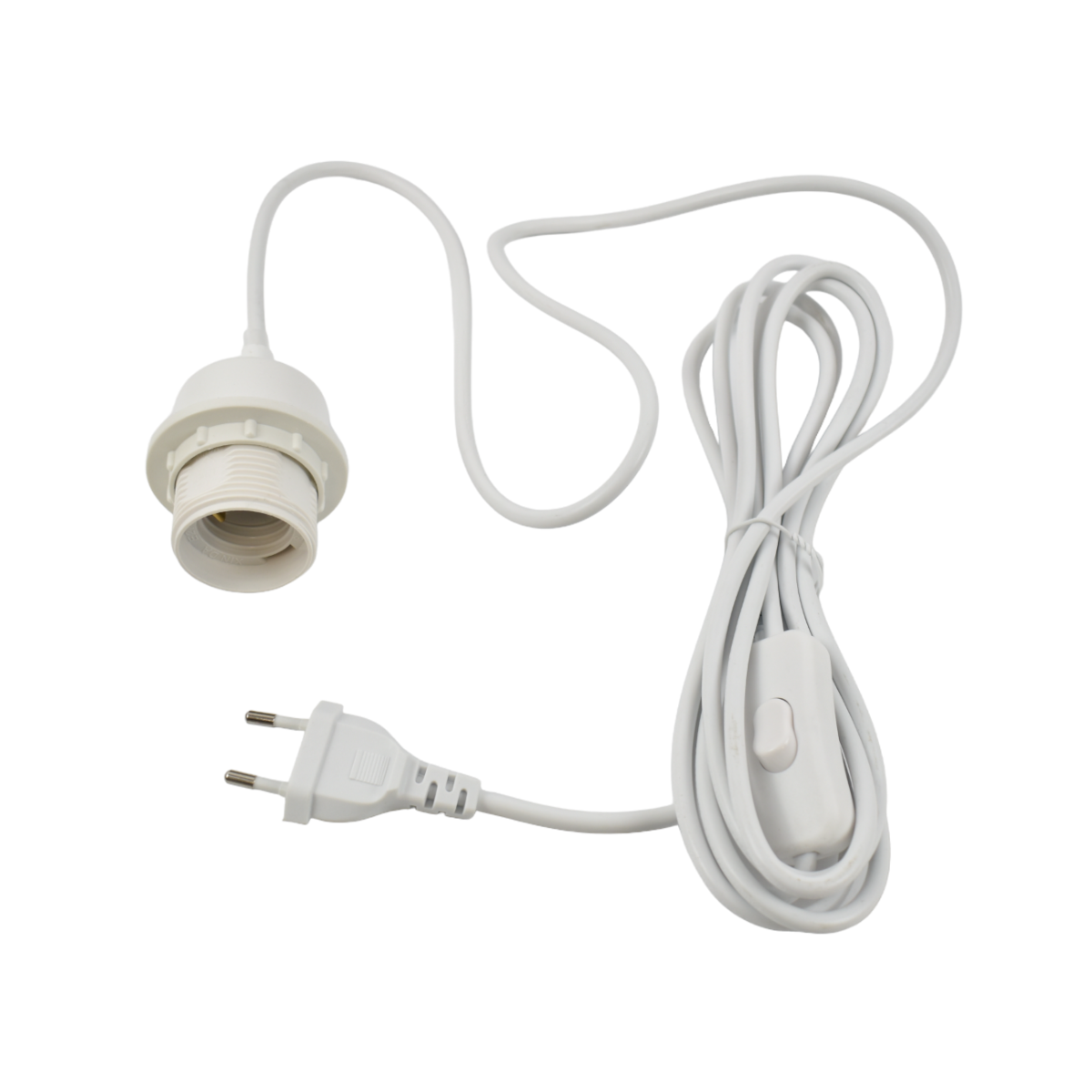 E27 socket with PVC cable, switch and plug