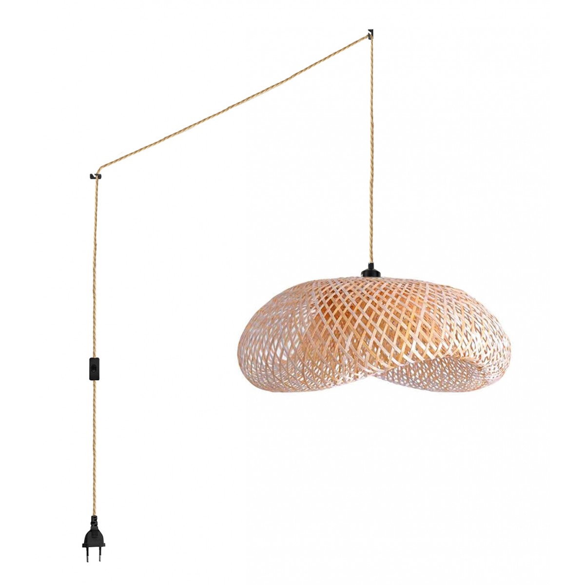 Wicker pendant lamp "Vimet Lite" with switch and socket