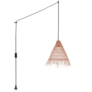 Willow" wicker pendant lamp with switch and plug
