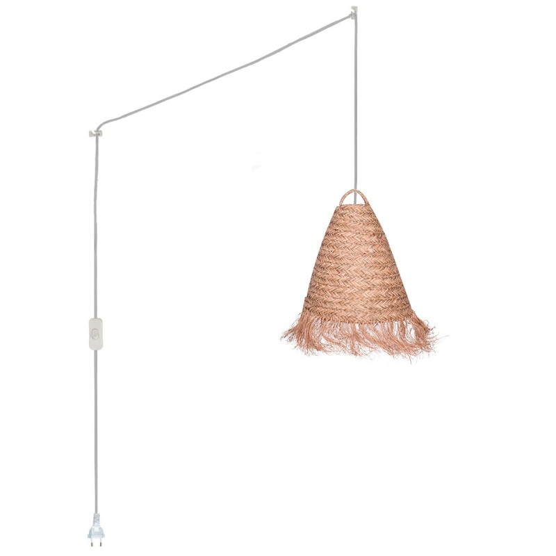 Plug-in natural fiber pendant lamp "NAM"